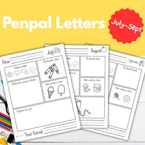 Kit imprimible de amigos por correspondencia para preescolar y jardín de infantes, juego de cartas de 3 meses, cartas de amigos por correspondencia para niños