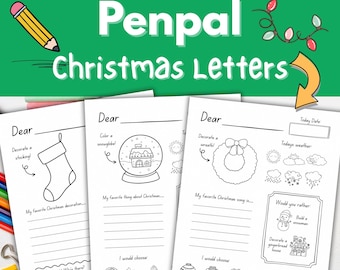 Kids Christmas Pen Pal Letters | Printable Penpal Letter Kit for Kids | Kids Stationary | Early Writing Activity | Kids Christmas Letters