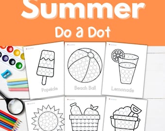 Zomerse stipafdrukbare items, zomerse stipmarkeringsprintables, doe een stip voor peuters en kleuters, stipstickeractiviteiten