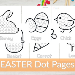 Easter Dot Printables, Easter Bunny Dot Printables, Easter Dot Marker Craft for Toddlers and Preschoolers