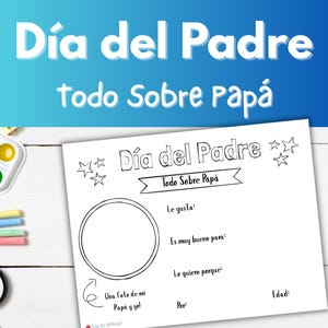 Día del Padre Imprimible para Niños | Todo Sobre Papá | Hoja de Actividad Preescolar | Regalo Infantil PDF