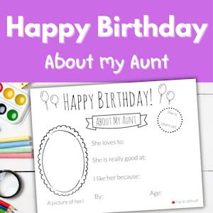 Alles über Tante zum Ausdrucken, Tante Geburtstag Färbung, Tante Geburtstagsgeschenk Fragebogen