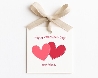 Printable Valentine Gift Tags, Classroom Valentines, Cute Valentine Tags, Instant Download