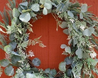 greenery wreath year round wreath eucalyptus wreath extra large wreath