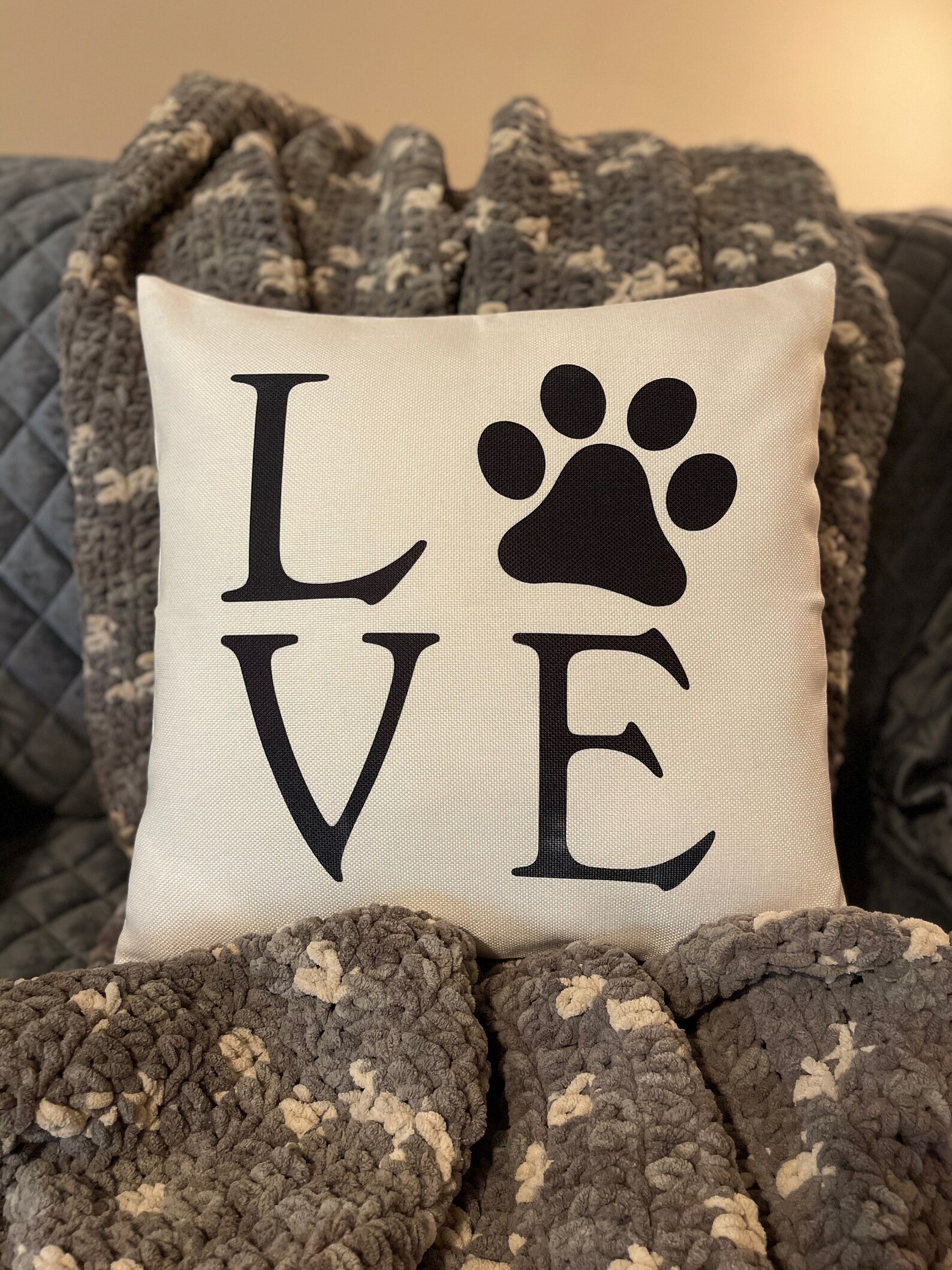 Love Paw Print Pillow Cover 18x18 Pillow Cover Perfect For Etsy