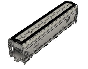 HO Scale ACF 56' Covered Hopper STL Files for 3D Printing | 3D Printable Hopper in Ho Scale | Decal Sheet file included | High Detail