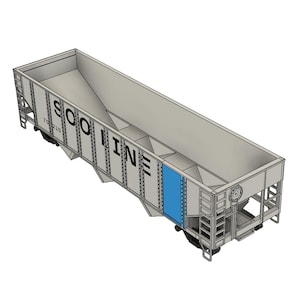 HO Scale Hopper Car STL Files for 3D Printing | 3D Printable 70 Ton Open Hopper in Ho Scale | Decal Sheet file included | High Detail File