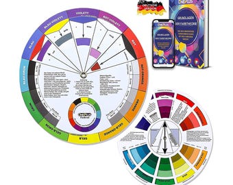 2er Set Rueda de color / Farbkreis Deutsche Version / Farbrad zum Farbenmischen / Malzubehör für Künstler & Kunstunterricht