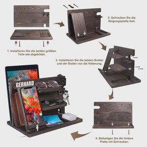 Personalized Wood Docking Station, Phone Stand, Desk Organizer (Custom Name) image 8