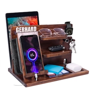 Personalisierter Handyständer Geschenk für Männer Geburtstag Geschenk für Papa Freund Weihnachtsgeschenk für ihn Schreibtisch Organizer