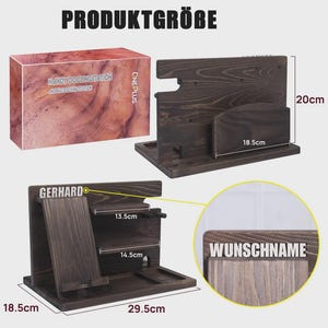 Personalized Wood Docking Station, Phone Stand, Desk Organizer (Custom Name) image 2