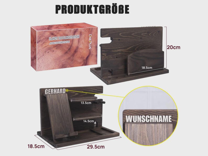 Personalized Wood Docking Station, Phone Stand, Desk Organizer (Custom Name) image 2