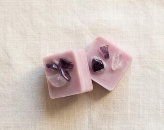 Cialde di cera di soia Soft Bloom · Frangipani · Ametista e Cristallo di Roccia · Cialda profumata Rituale Mattutino · Regalo per la cura di sé per le donne · Selunea