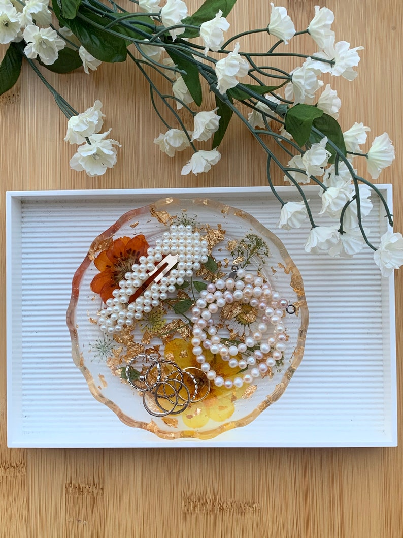 Handmade Floral Resin Jewelry Dish Jewelry Tray Resin Etsy