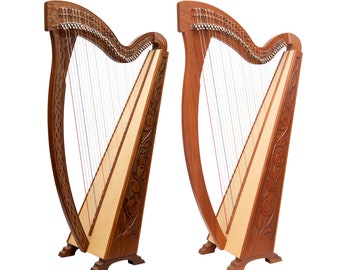 36 String Celtic Harp, Celtic Irish Harp with Levers, Lever Folk harp  Handmade with Solid woods