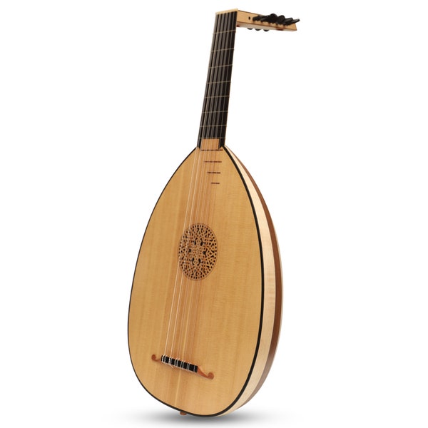Renaissance Lute 6 Course, Handmade Lute 11 strings Renaissance Lute made from Solid woods, Incl. Padded Case and Extra Strings
