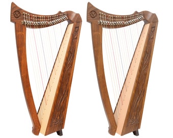 Crested 22 String Knee Harp, Celtic Irish Harp, Traditional Celtic Irish Crested Harp with Levers, Handmade Knee Harp