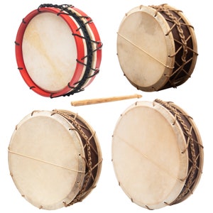 Traditional Tabor Drums, 9" , 10" , 12" & 14", Handmade Tabor Drums with Solid Wood and Stick