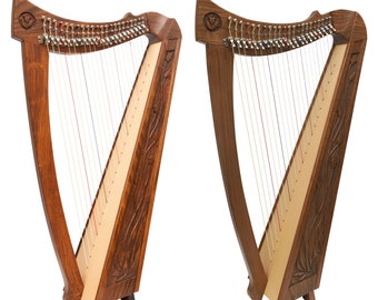 Irish Harp 22 String, Celtic Irish Knee Harp, Traditional Celtic Irish Crested Harp with Levers, Handmade Knee Harp