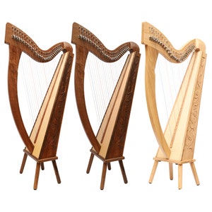 27 String Trinity Harp, Celtic Irish Harp, Irish Harp with Levers, Traditional Celtic Irish Harp with Levers, Handmade with Solid woods