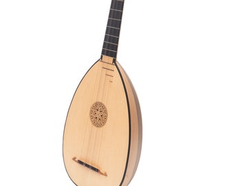 Lute Ukulele, 6 String Tenor Variegated Walnut Lacewood, Lute-kulele handmade, Tenor Ukulele