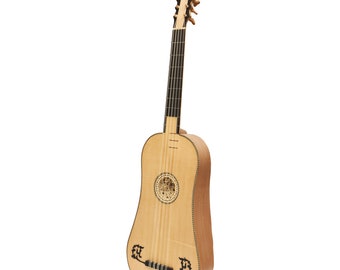 Sellas Baroque Guitar, 5 Course Baroque Guitar Lacewood Handmade, Incl. Padded Bag and Strings