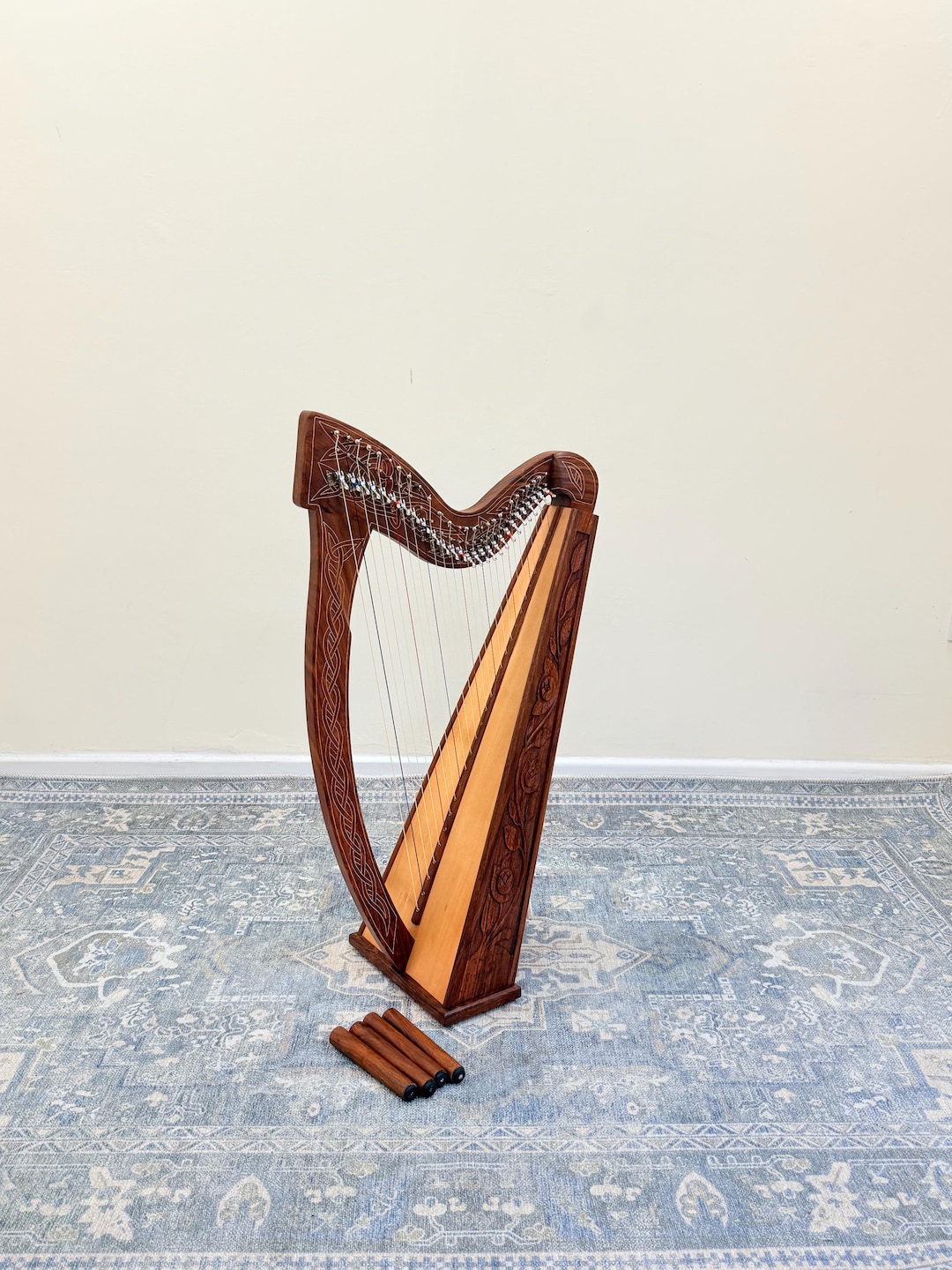 27 String Irish Harp With Levers: Handmade Celtic Folk Instrument - Etsy