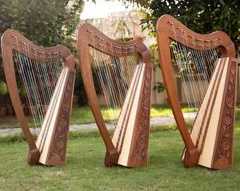 Cross Strung Harp 38 Strings, Handmade Cross String harp, Incl. Bag, Extra Strings and tuning tool