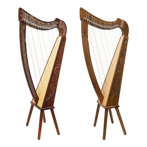 22 String Celtic Irish Harp, Irish Harp with Levers, Traditional Celtic Irish Harp with Levers, Handmade with Solid woods. Inc. Padded Bag
