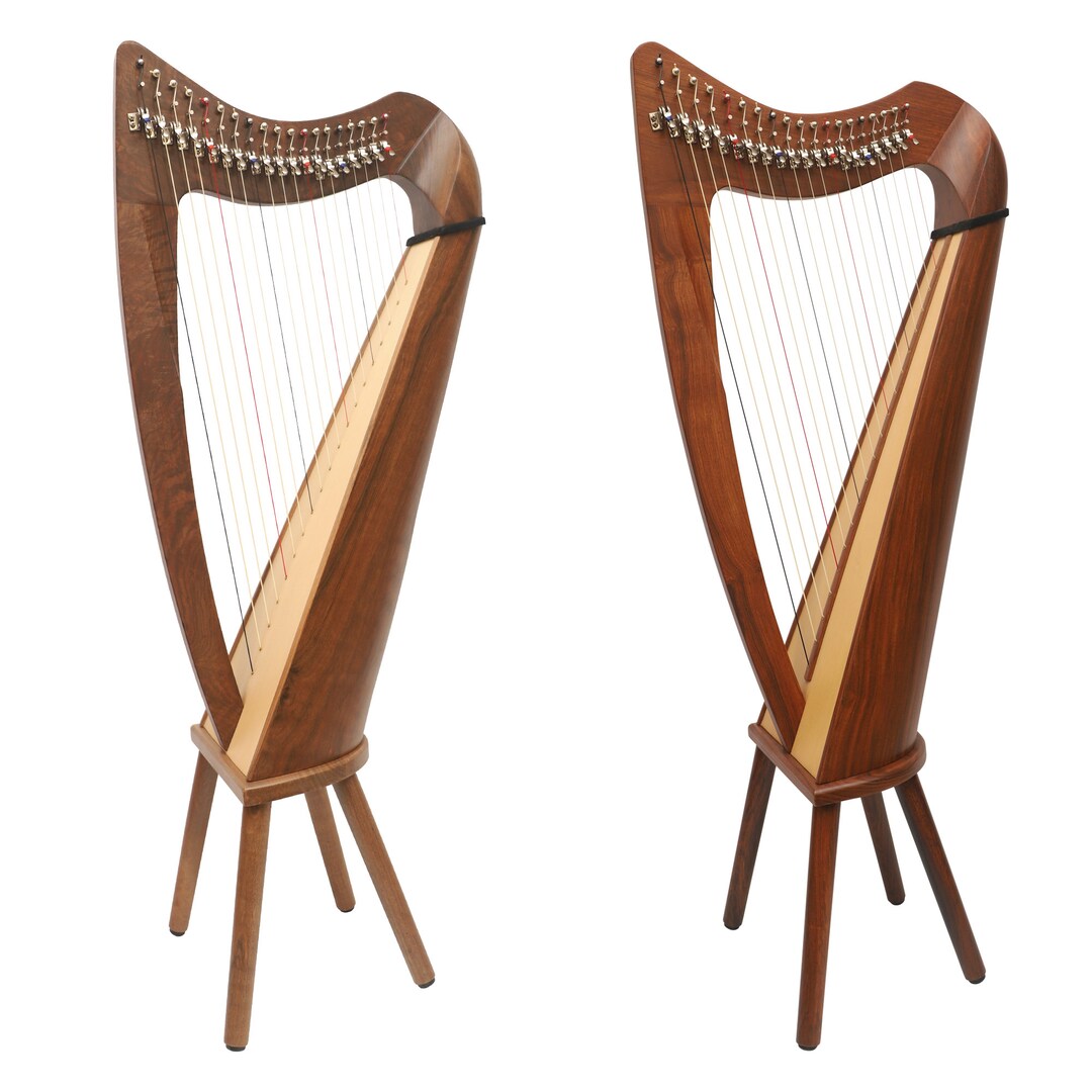 19 String Claddagh Harp Roundback, Irish Lever Harp Roundback, Celtic