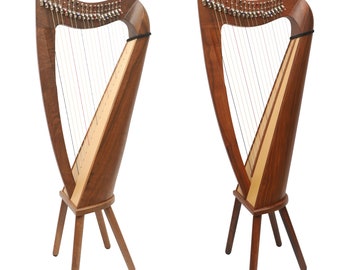 19 String Claddagh Harp Roundback, Irish Lever Harp Roundback, Celtic Irish Harp With Levers, Handmade Harp