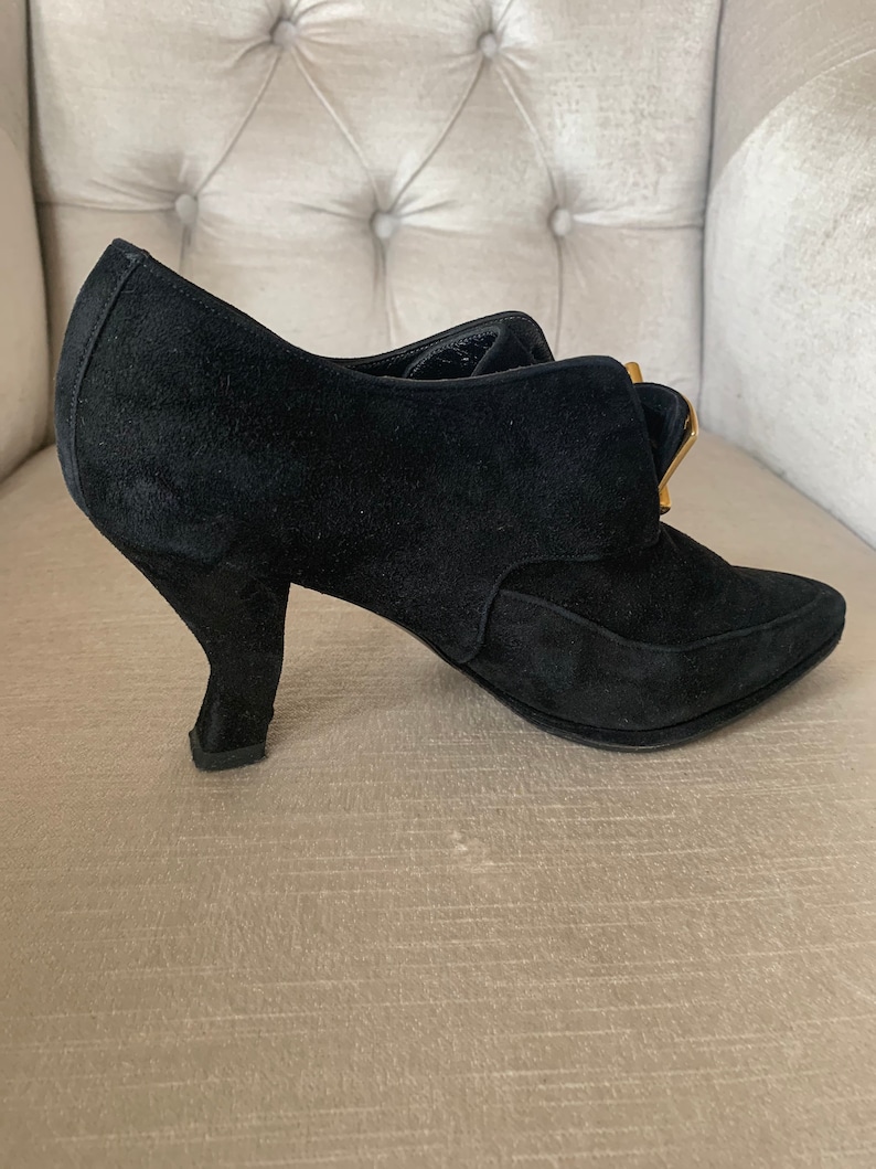 Vintage Karl Lagerfeld ankle boots in suede and leather in the eighteenth century style