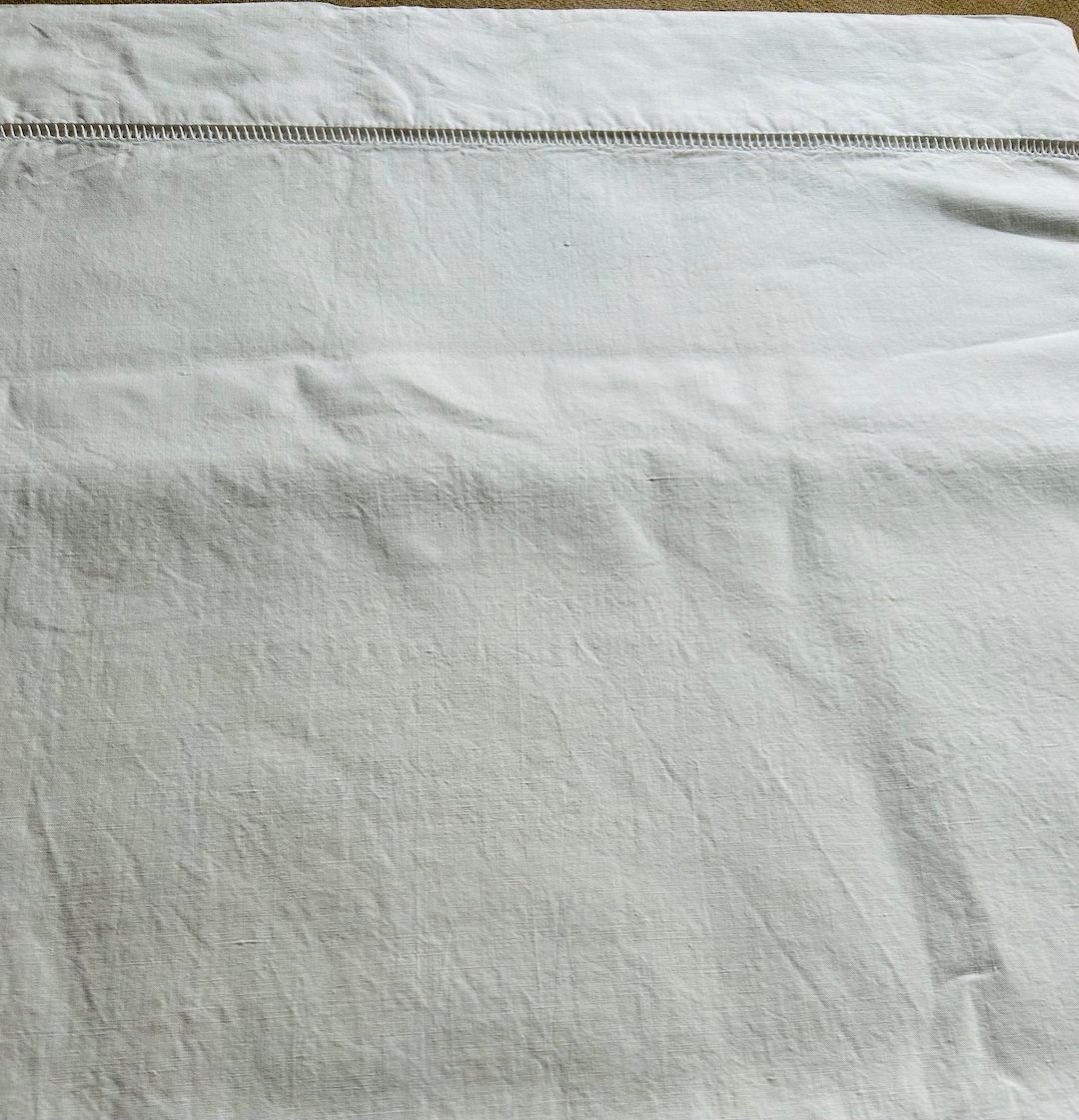 Metis Border Less Detailed An Antique French White Métis Linen Extra Large Sheet With a White ...