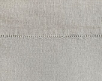 An antique large French white unused métis linen sheet circa 1930