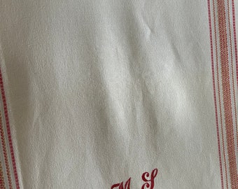 フランスアンティークリネンダマスクレストランナプキン6枚。中央に「B