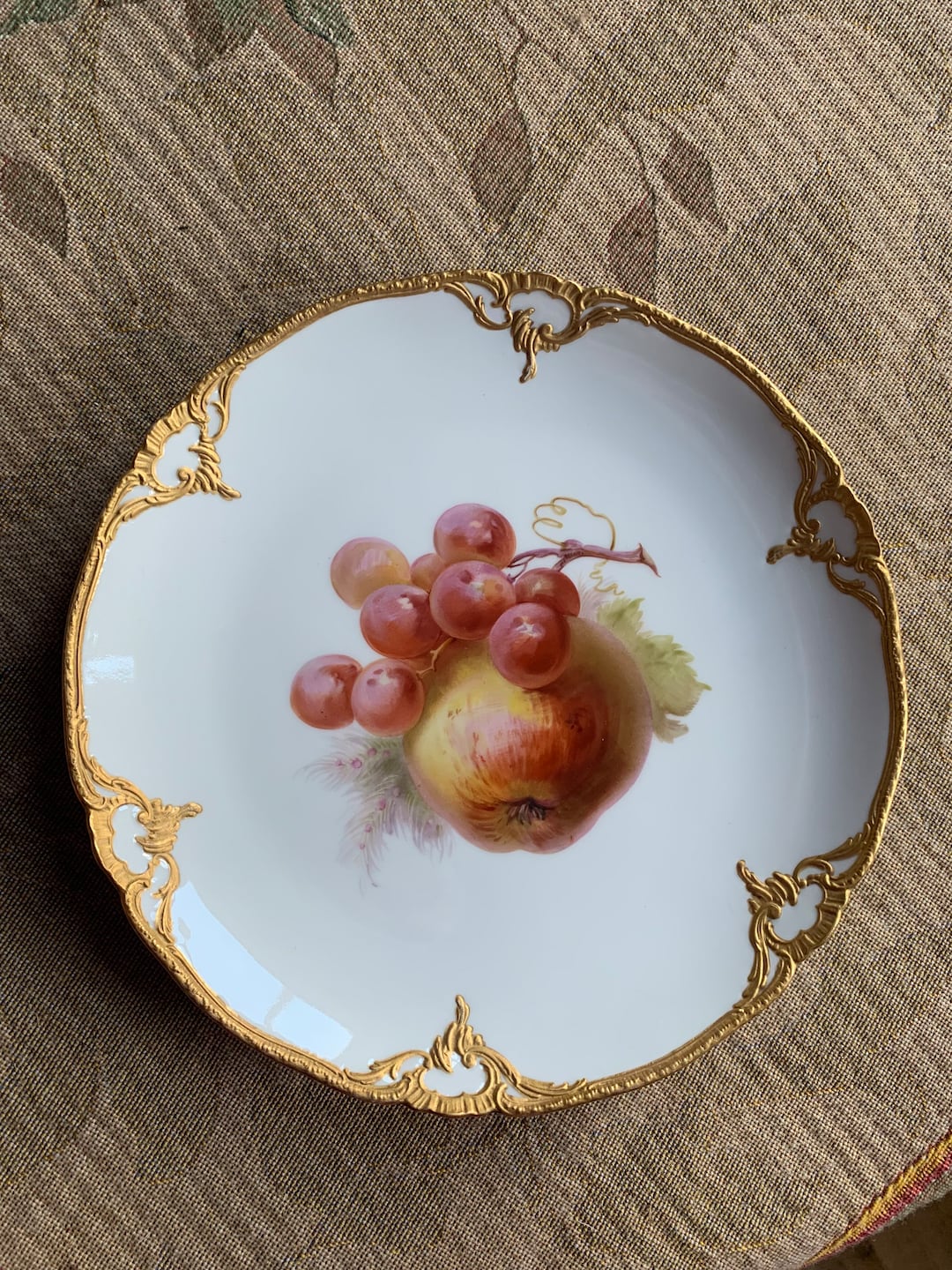 Antique KPM Berlin Porcelain Plate With Hand-painted Fruit and