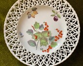 An antique eighteenth century Marcolini Meissen hand-decorated plate with basket weave border circa 1780