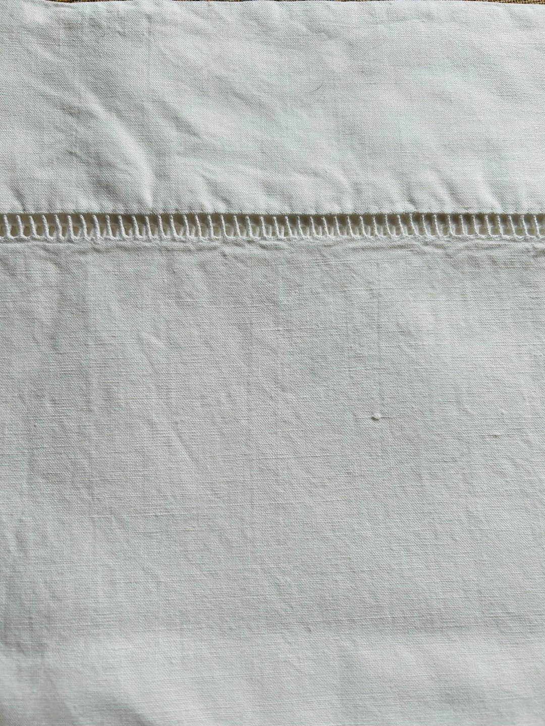 Metis Border Less Detailed An Antique French White Métis Linen Extra Large Sheet With a White ...