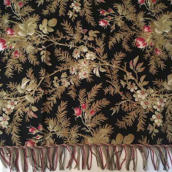 Antique French floral fringed pelmet