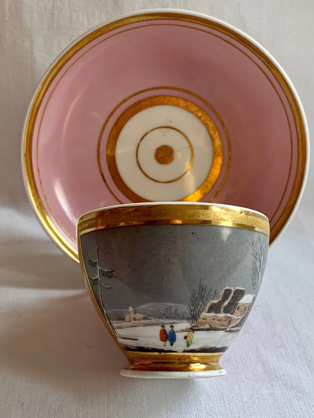 Napolean Chinaware An Antique Napoleon I Paris Porcelain Cup and Saucer With Hand Painted ...