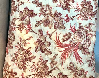 An antique French nineteenth century floral cotton quilt circa 1890