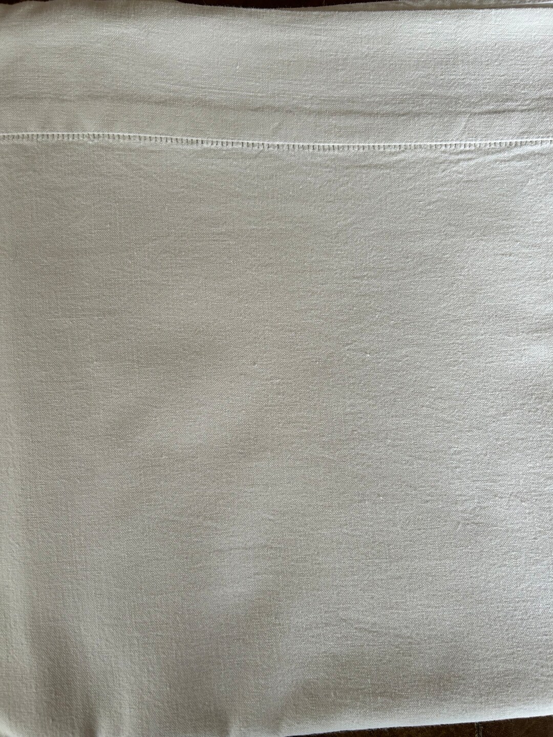 Metis Border Less Detailed Antique French Métis Linen Sheet With a Small Ladder Work Border Circa ...