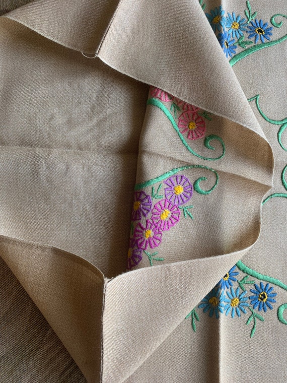 Buy A Pair of Art Deco Hand Embroidered Unused Floral Cushion 