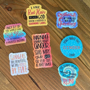 Redhead STICKERS - Pick Your Ginger Stickers - Custom Amount Vinyl Sticker Pack - Pride Inspirational Funny Decals - Gift For Redheads