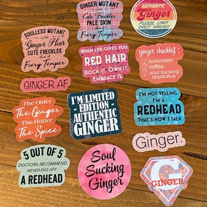 GINGER STICKERS - Pick Your Stickers - Custom Amount Vinyl Sticker Pack - Redhead Pride - Inspirational Funny Decals - Gift For Redheads