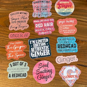 GINGER STICKERS - Pick Your Stickers - Custom Amount Vinyl Sticker Pack - Redhead Pride - Inspirational Funny Decals - Gift For Redheads