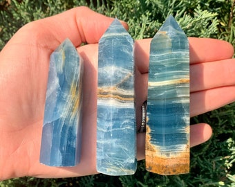 Banded Blue Calcite Tower | Reiki Infused Crystal