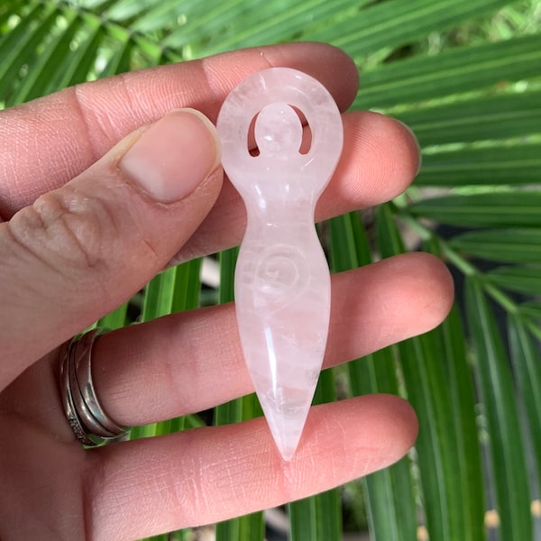Rose Quartz Carved Crystal Goddess