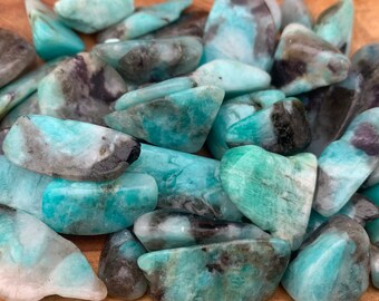 Amazonite with Smoky Quartz Tumbled Stone