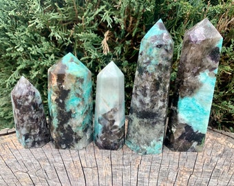Amazonite with Smoky Quartz Tower